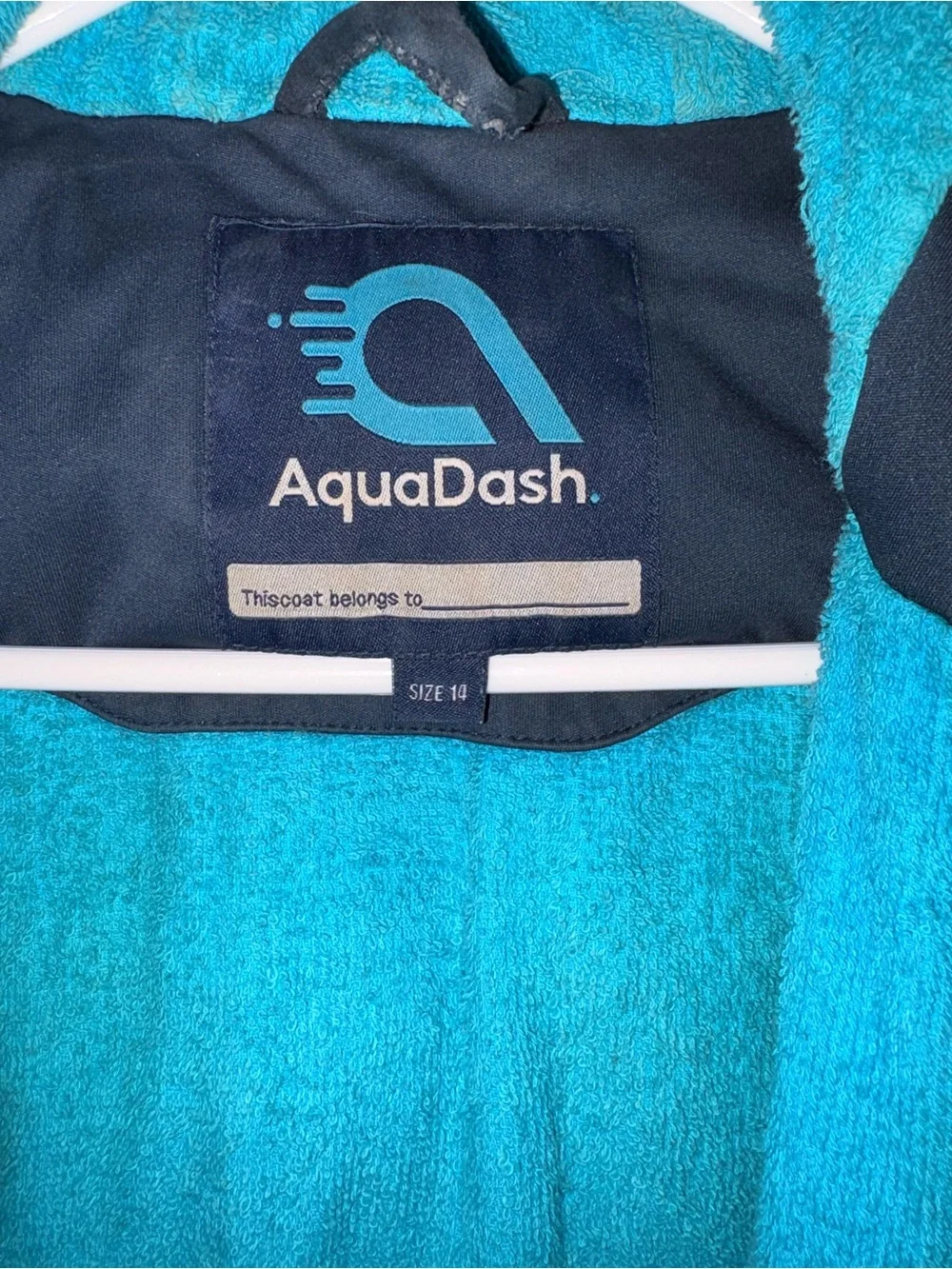 AquaDash Kids Swim Parka Size 14 – Navy/Turquoise